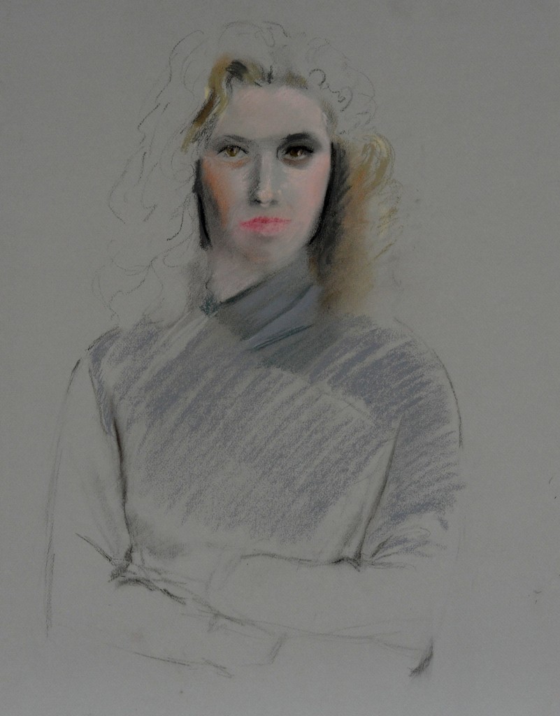 Rena TZOLAKIS, Portait d&#39;Anne 10, Mine de plomb et pastel, Photo-GAB