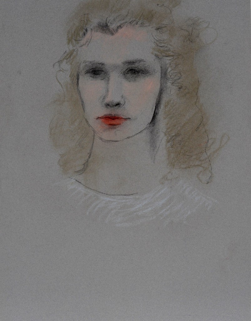 Rena TZOLAKIS, Portait d&#39;Anne 9, Mine de plomb et pastel, Photo-GAB