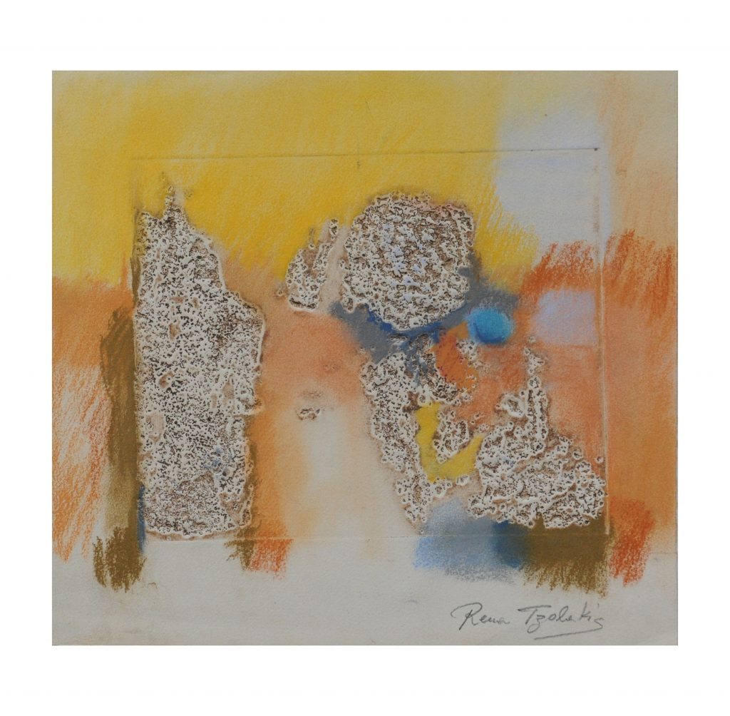 Rena TZOLAKIS, Conversation silencieuse, Pastel en relief, 30,8cmX32,7cm-Photo-GAB